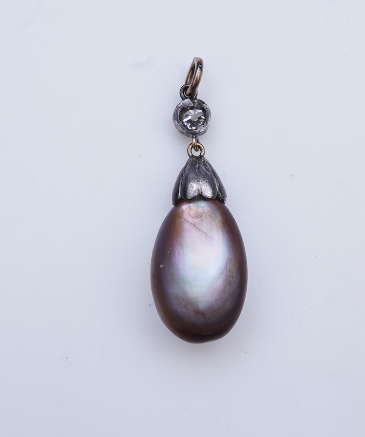 A Victorian blister pearl and diamond pendant, late 19th century